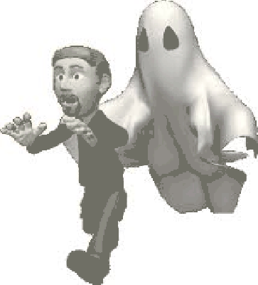 Mężczyzna uciekający przed duchem w Halloween